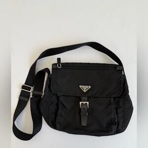 Prada Vela Sport Nylon Crossbody Shoulder Bag Black